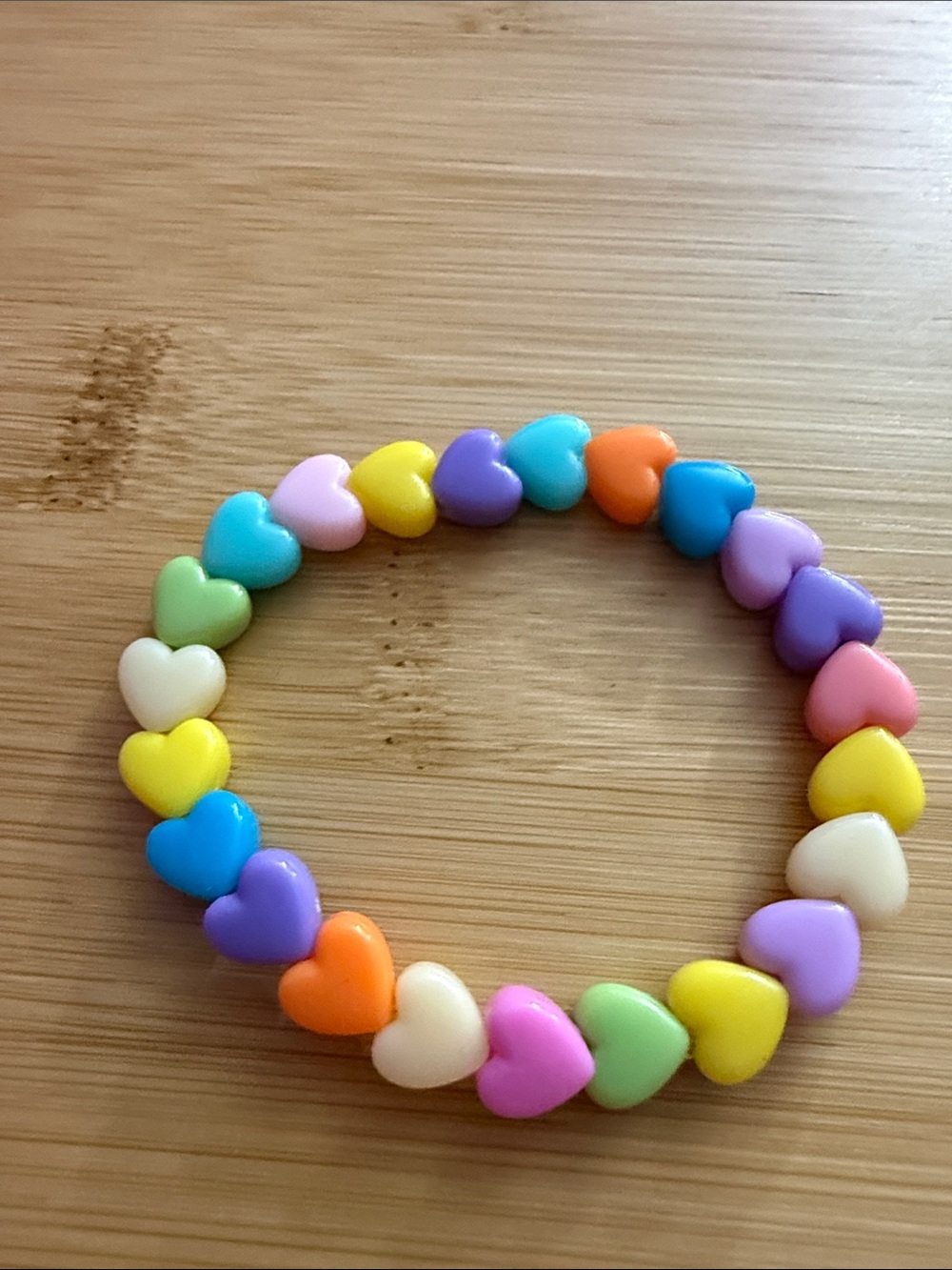 Colorful Heart Beaded Stretch Bracelet - Multicolor